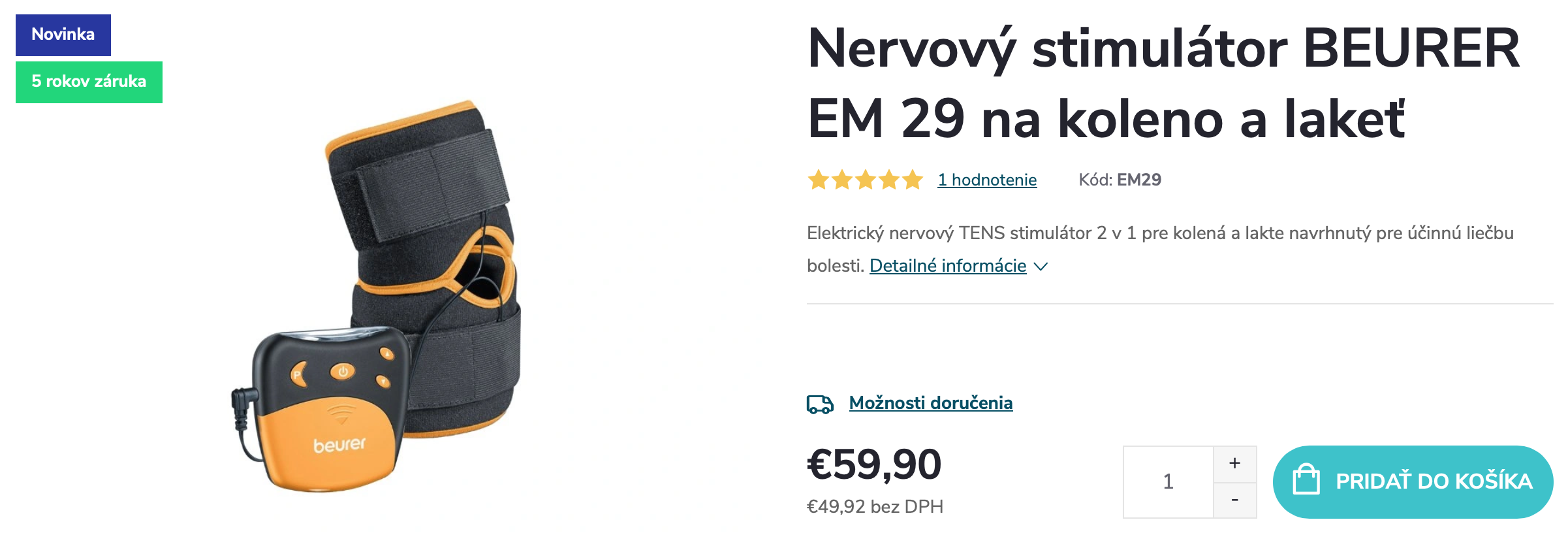 Nervový stimulátor BEURER EM 29 na koleno a lakeť, kúpiť